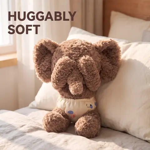 Shy Series Puppy, Fox & Elephant Plush Toys, Cute Elephant Doll, Sleeping Pillow Doll, Birthday Gift for Girls, Huggable Sleeping Companion