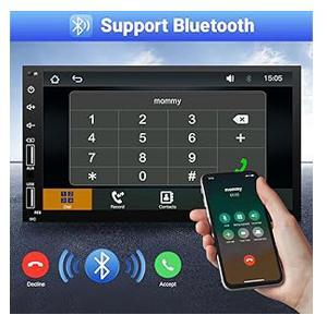 7inch HD Touchscreen Double Din Radio with Bluetooth, Car Audio Receivers, Camera, MirrorLink, FM Radio, 2 USB/TF/AUX/Subwoofer
