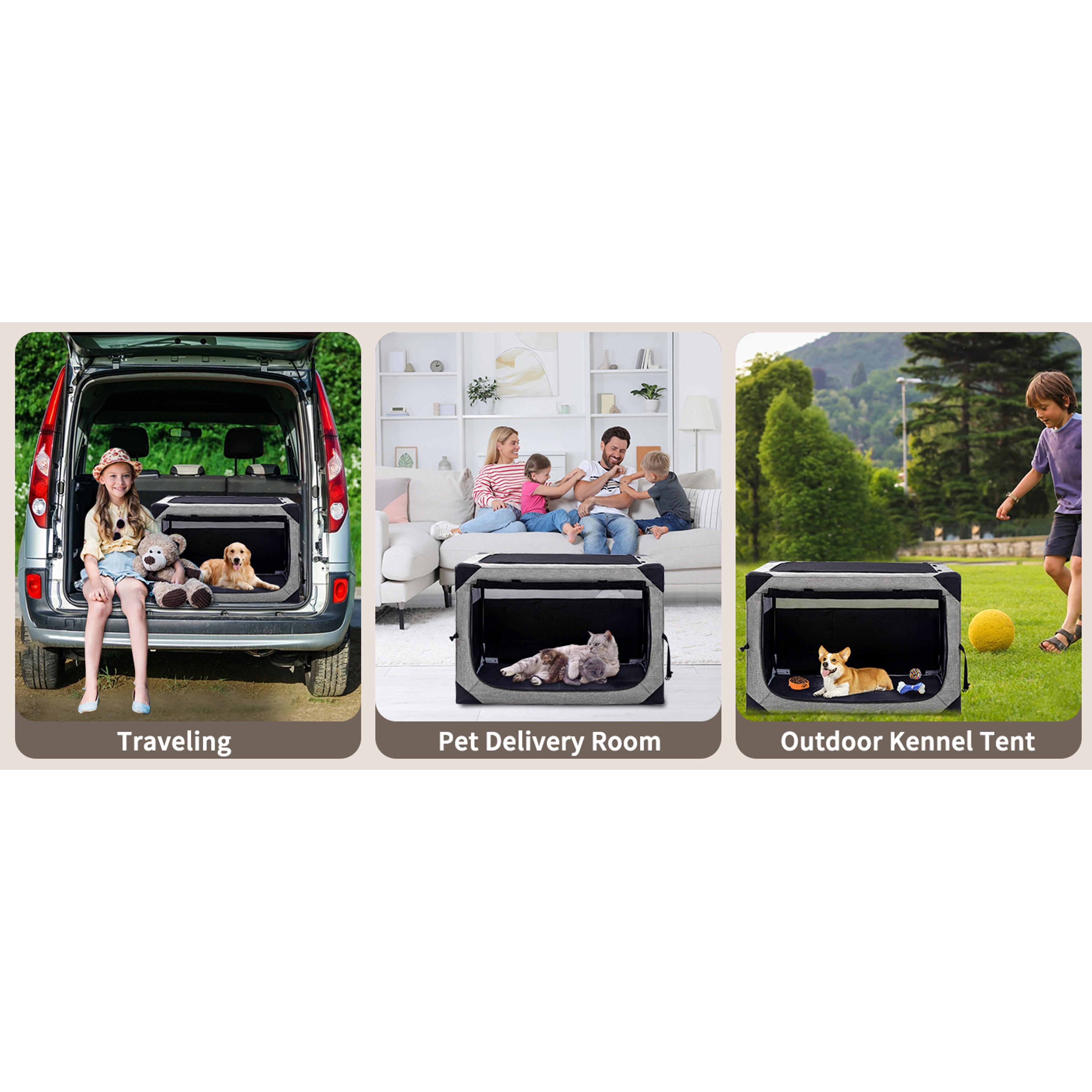 36-Inch Foldable Soft Dog Crate with Foldable Frame - 3-Door Collapsible Durable 620D Oxford Cloth Kennel for Large Dogs, Portable Indoor/Traveling Anti-Chewing Pet Cage with 360° Visibility Mesh Window, Double Handle, Easy-Clean Design 36-Inch Foldable Soft Dog Crate with Foldable Frame - 3-Door Collapsible Durable 620D Oxford Cloth Kennel for Large Dogs, Portable Indoor/Traveling Anti-Chewing Pet Cage with 360° Visibility Mesh Window, Double Handle, Easy-Clean Design
