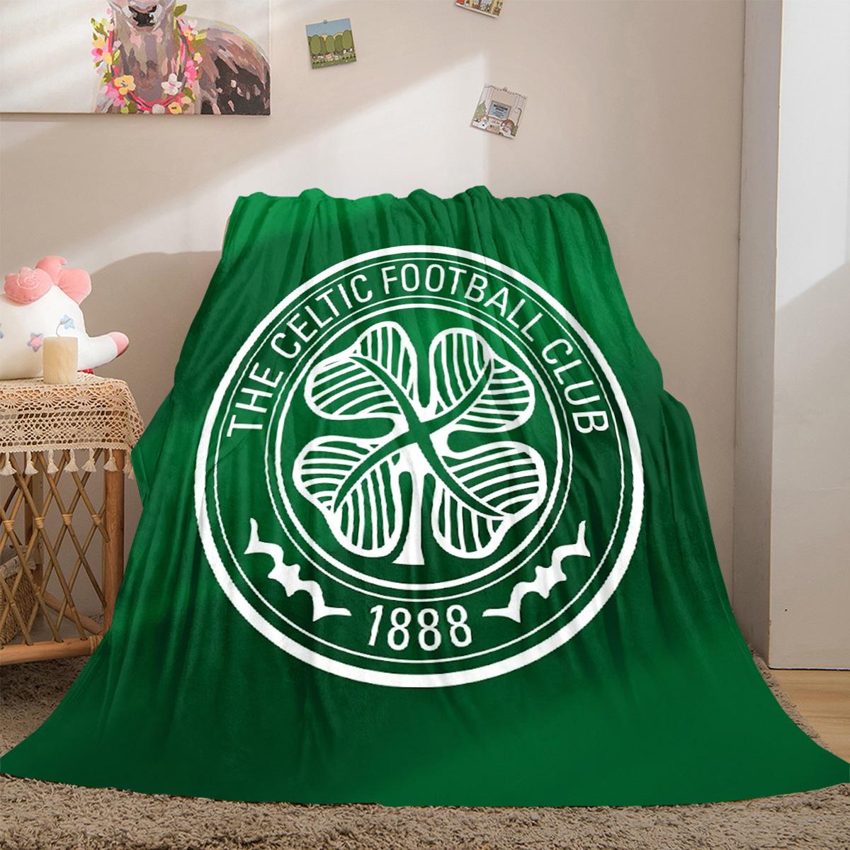 Celtic Clover printed cute cartoon plush blanket suitable for all seasons, soft and comfortable sofa mattress office outdoor blanket camping travel home plush black five Christmas holiday gift C1733