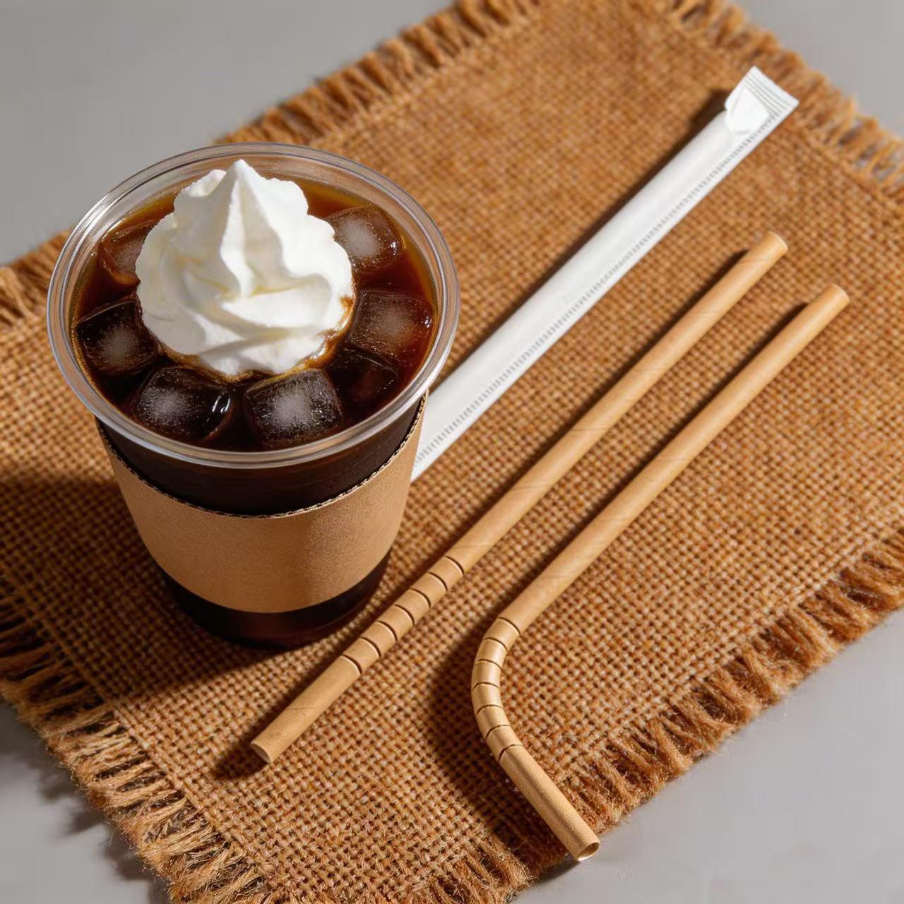 100-Pack Biodegradable Paper Straws, Flexible Straight Design, Eco-Friendly for Coffee & Juice, Ideal for Home & Cafes