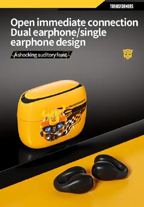 TRANSFORMERS TF-T05 Open Ear Clip Earbuds Bluetooth 5.4 Wireless Headphones with HD mic and 60 Hours Music Game Dual Mode,IPX4 Waterproof Fitness Running Earbuds