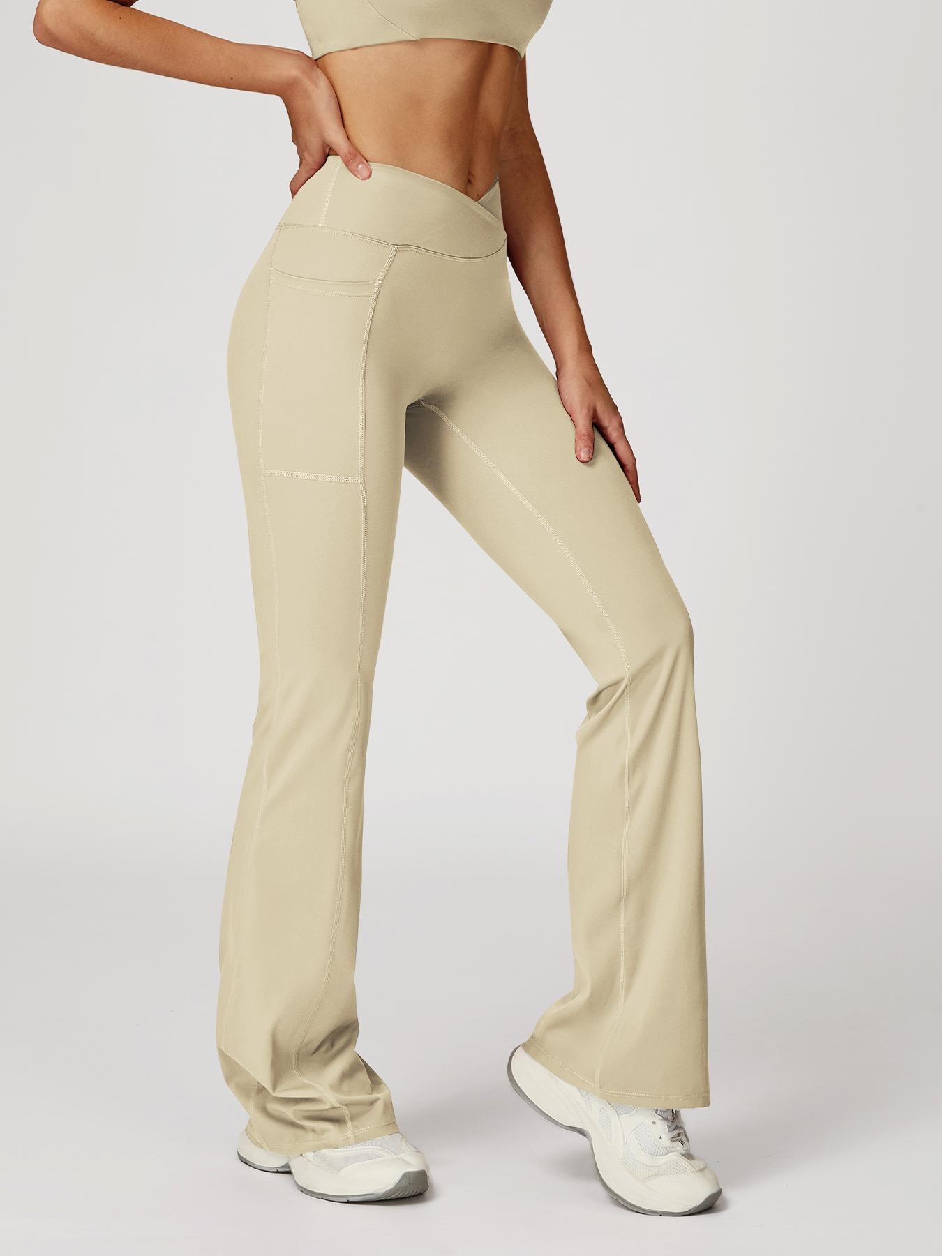 High Waist Naked Feeling Flare Pants Women, Cross Waist Wide Leg Micro Flared Outdoor Casual Sports Pants, Comfortable and Stylish