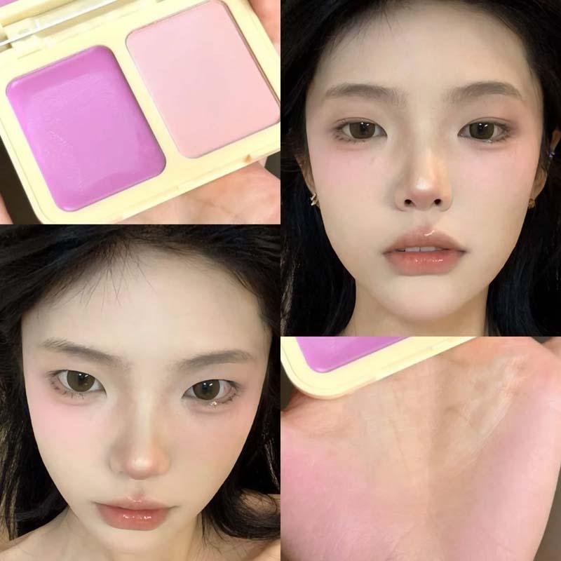 ✨ 2-in-1 Blush Palette with Mirror 🪞 Cheek Makeup Duo Dual Color Cheek & Eyeshadow｜Lightweight Natural Look & Long-Lasting Matte Blur Effect 🕑 Natural Flush for All Skin Tones 🌸 Perfect Christmas Gift & Unisex Makeup Must-Have！