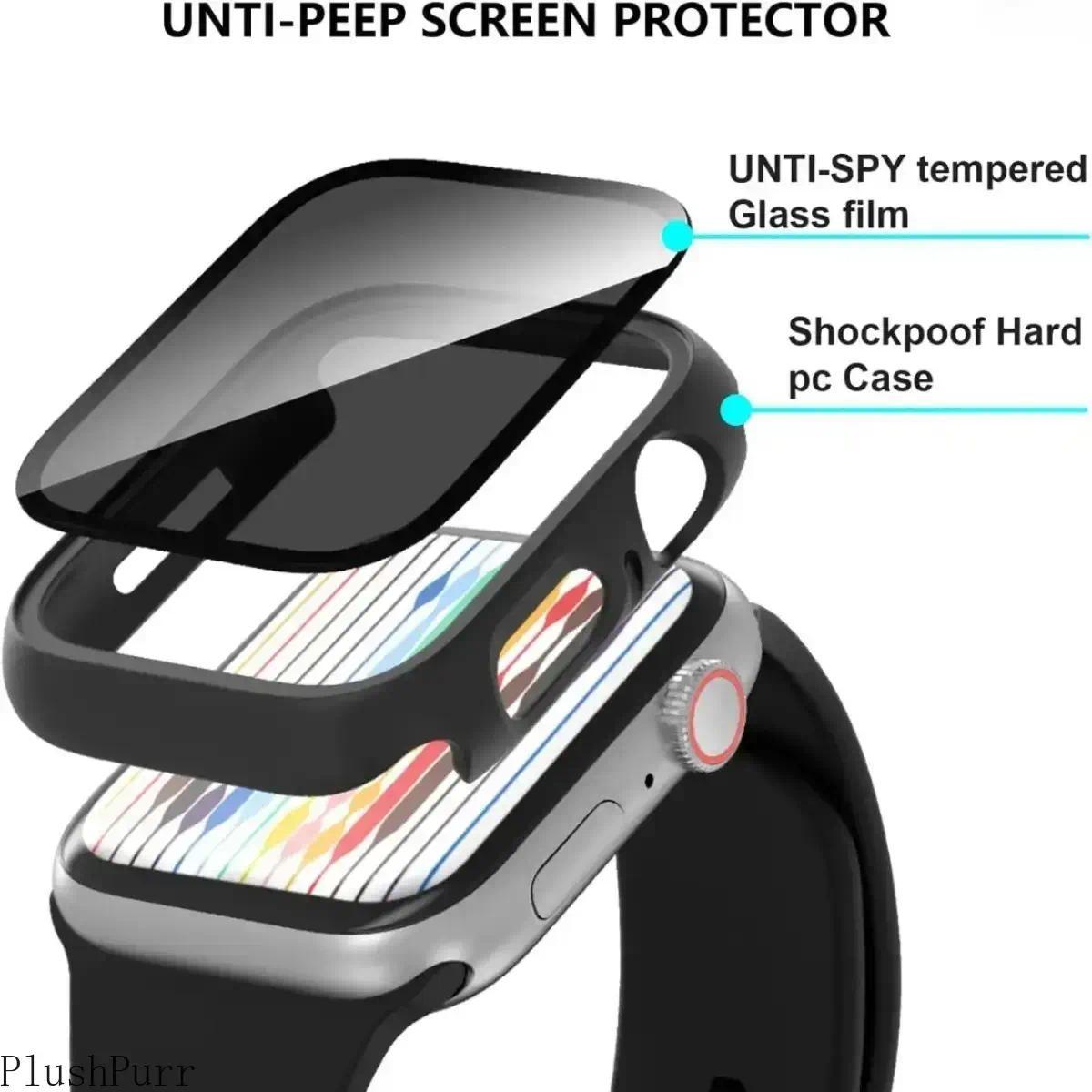 2-Pack Smartwatch Anti-Spy Protective Case (Built-in Tempered Glass) — 2-in-1 Ultra-Thin Privacy Screen Protector & Case; Compatible with 38–49mm Apple Watch Series & Ultra Models; Stylish Protective Accessory for Men & Women (Case Only)
