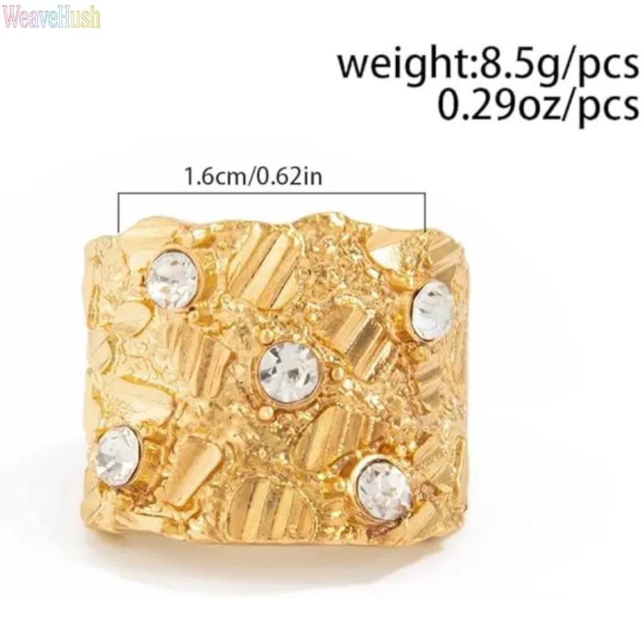Unisex 14 Karat Gold-Plated Nugget Ring, Bold Chunky Hip Hop Beautiful Rings, Solid Durable DIY Bag Accessory for Streetwear Enthusiasts, Birthday Gifts