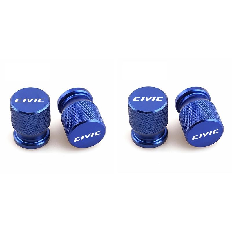 4pcs Aluminum Car Wheel Tire Valve Caps, Waterproof Tyre Rim Stem Covers, for Honda Civic Accord, Jazz, Pilot, Crv, Odyssey, Passport, City, Huttler, Hrv, Vezel