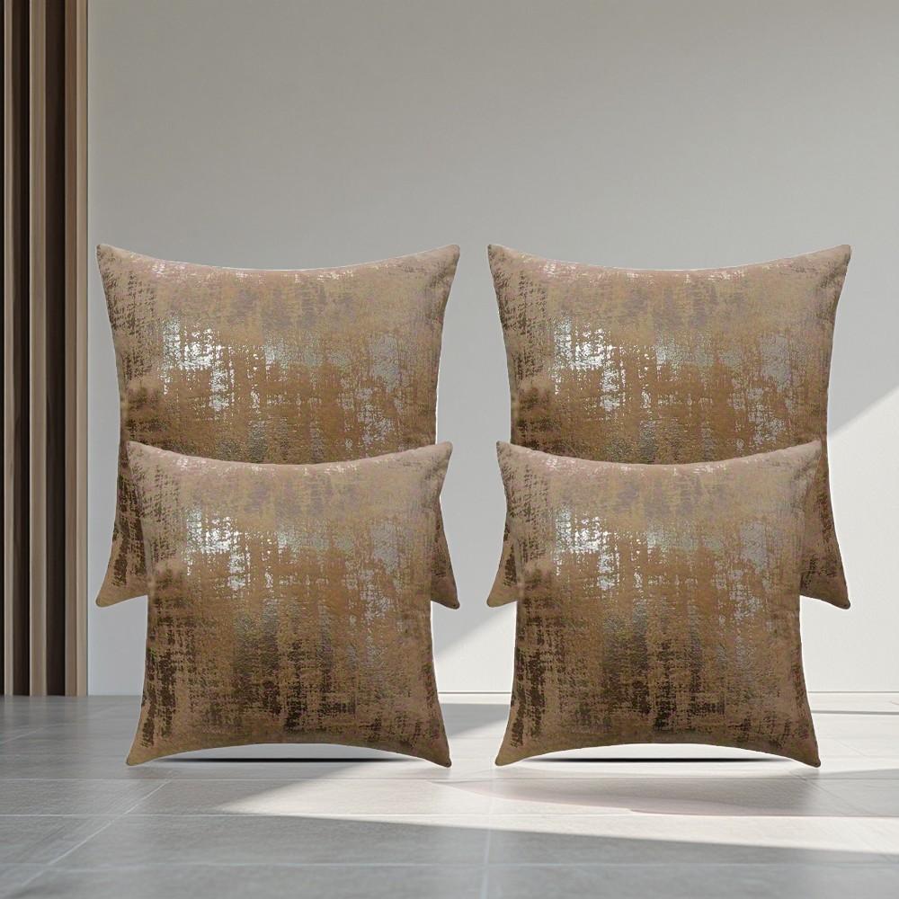 4pcs Pillow Covers Set, Silver Soft Modern Style, Home Sofa Chair Backrest Decorative Cushion Cover