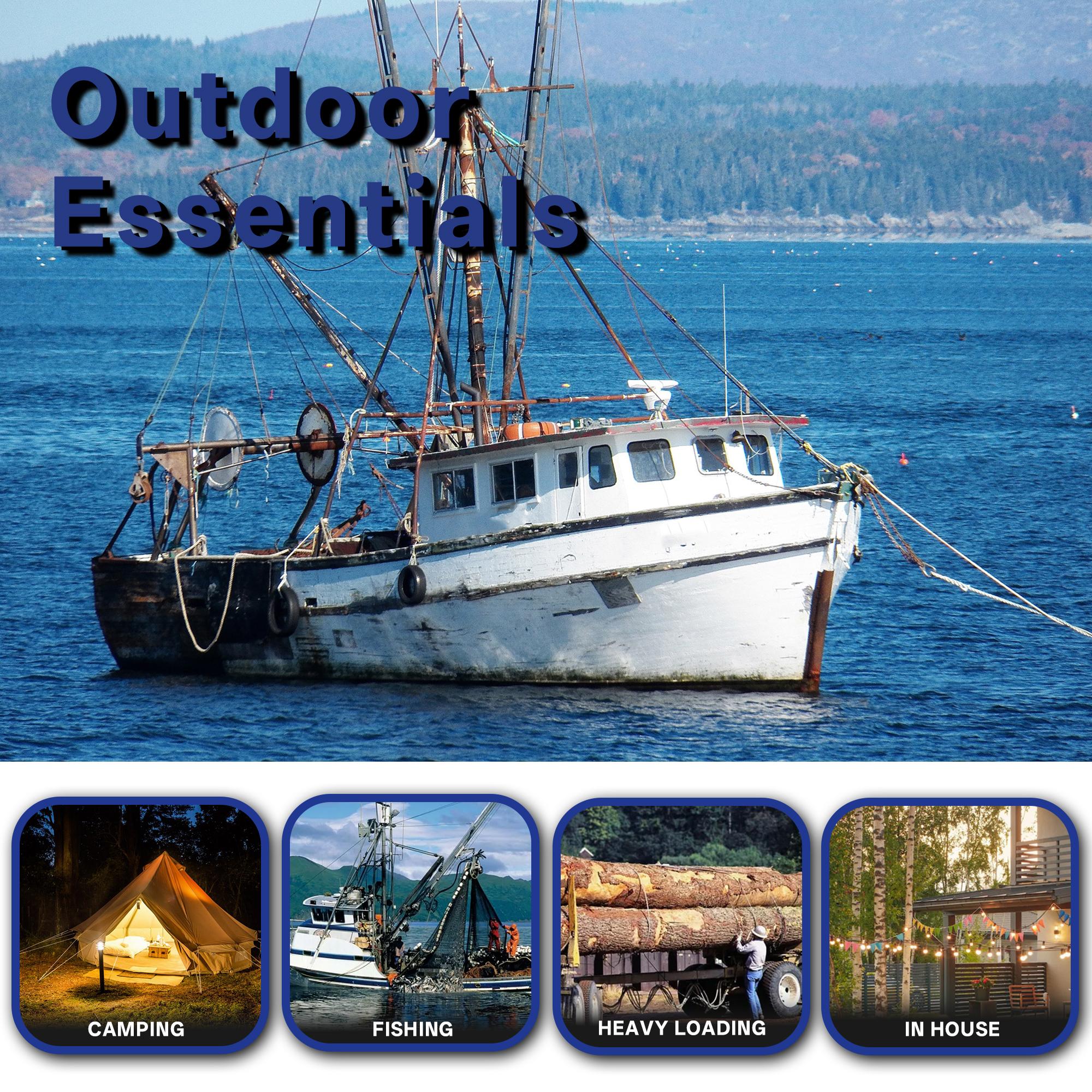 findmall Outdoor use 3/4 Inch by 100/150/200 Feet , 24 Strand Polyester Arborist Bull Rope, White/Blue