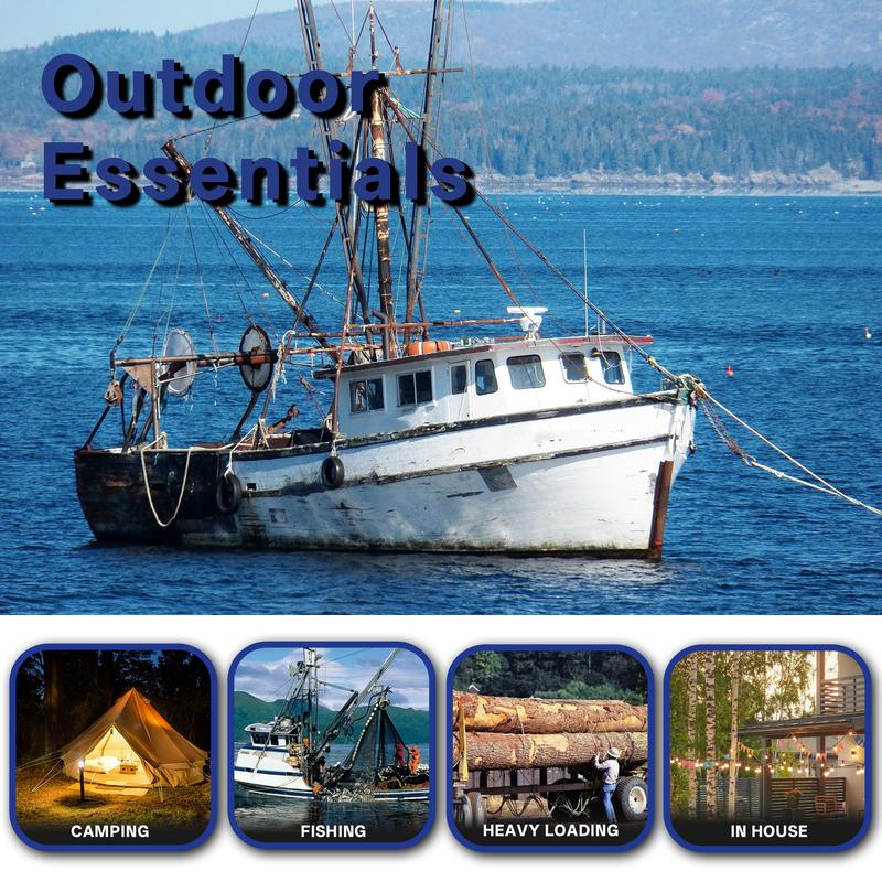 findmall Outdoor use 3/4 Inch by 100/150/200 Feet , 24 Strand Polyester Arborist Bull Rope, White/Blue