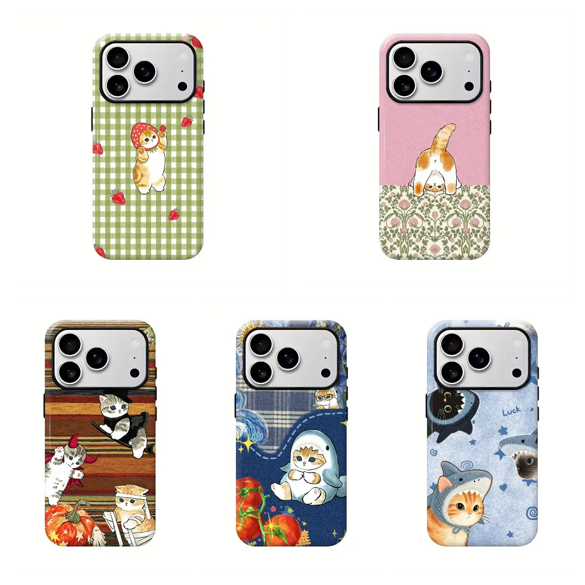 Y2K Hot Cute M-Mofusand Cat Phone Case for iPhone 17 Promax 17E 16 Plus 15 14 13 12 11 Pro 17Air & Samsung Galaxy S26 Ultra S25 S24 S23 S22 Plus FE Anti-fall Transparent TPU Shockproof Protective Cover