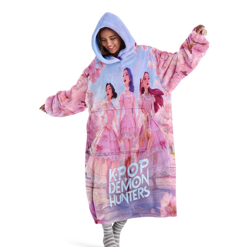 hoodie blanket，Wearable Blanket，K-Pop Theme Hooded Blanket, Wearable Digital Print Flannel Blanket, Soft Warm Throw for Sofa, Home Leisure, Air Conditioning, Camping Travel，Christmas Gift,Valentine's Day gift