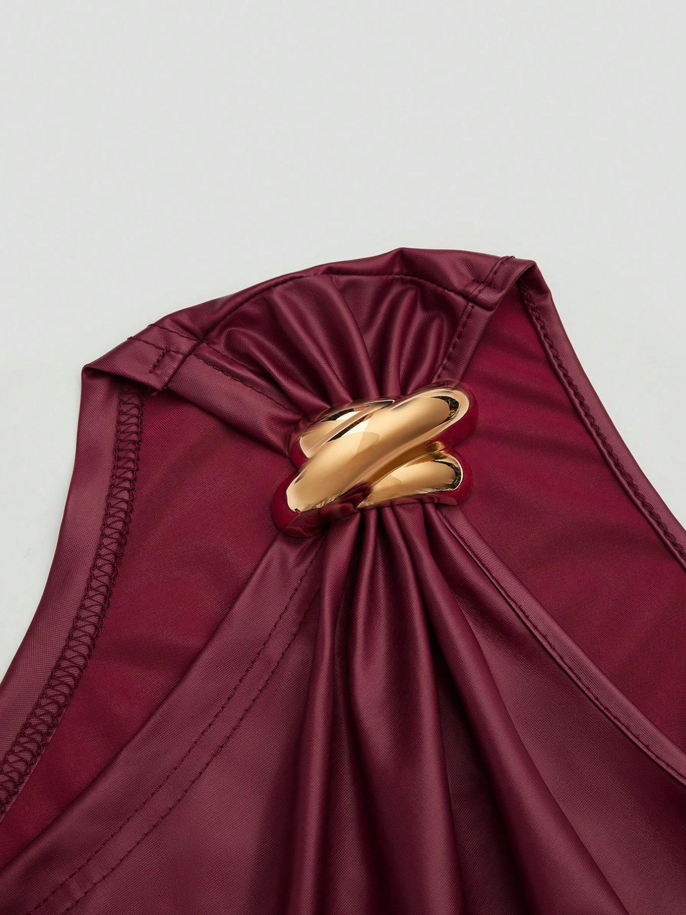 Women's Fashion Casual Sleeveless Asymmetrical Shoulder Top, Perfect for Shopping and Commuting, Stylish Everyday Wear