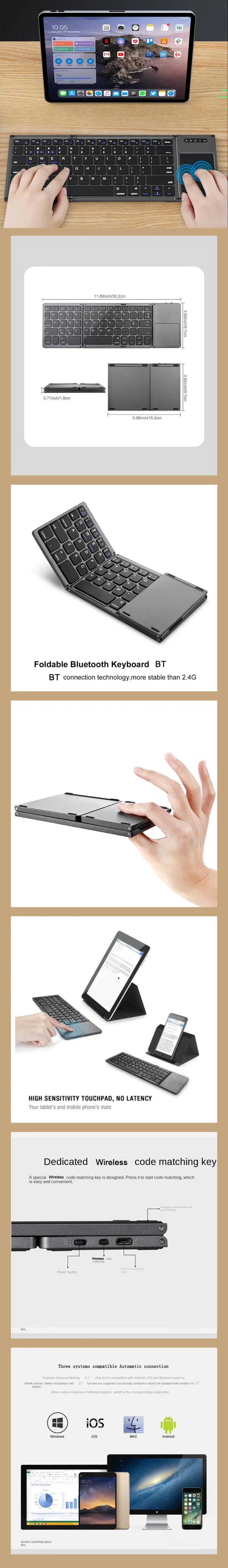 Ultra-thin Wireless Mini Bluetooth-compatible Keyboard, Foldable & Simple Design Tablet Keyboard for Household & Office