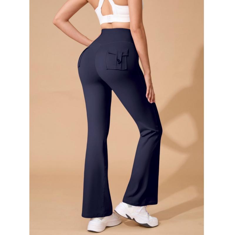High Waist Yoga Pants with Phone Pocket| Butt Lifting Micro Flare Leggings No Chafing Workout Leggings