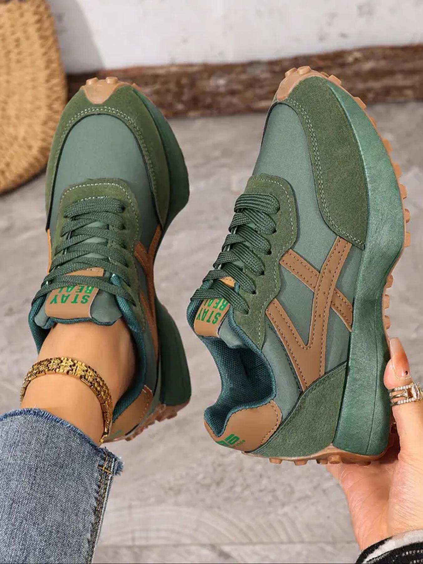Women Height Increasing Thick Sole Non Slip Comfortable Breathable Colorblock Running Shoes Outdoor Running Sneakers for Outdoor Sports
