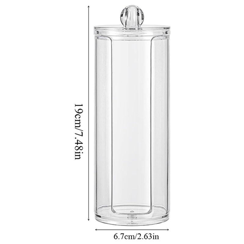 Bow Pattern Transparent Cotton Pad Box, Cylindrical Large Capacity Storage, Washable & Easy to Clean, Ideal for Beauty Tools, Plastic Canister Jar