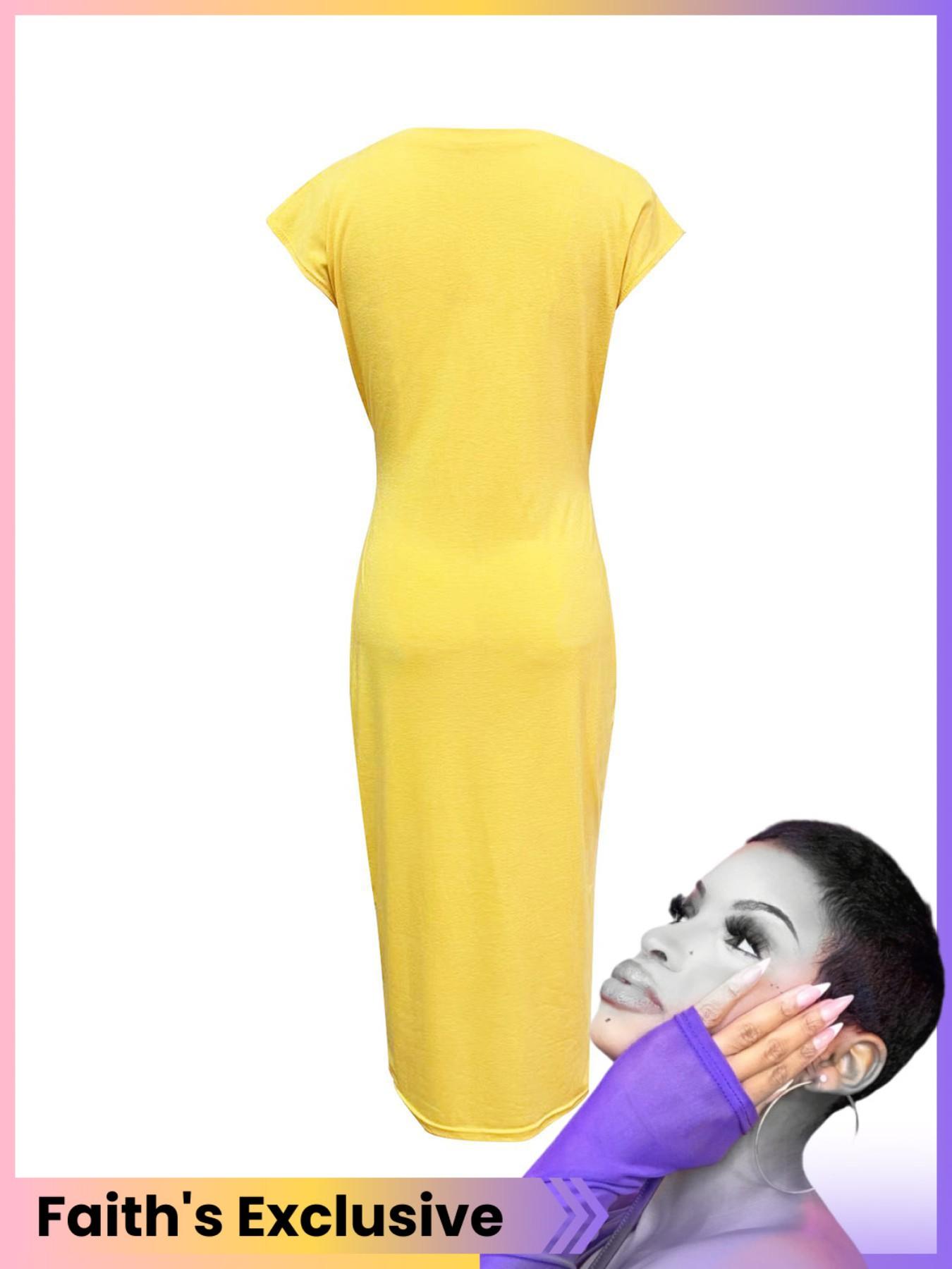 Women's Ruched Knot Front Bodycon Fit Dress, Casual Batwing Sleeve Round Neck Long Dress, Ladies Clothes for Daily Wear