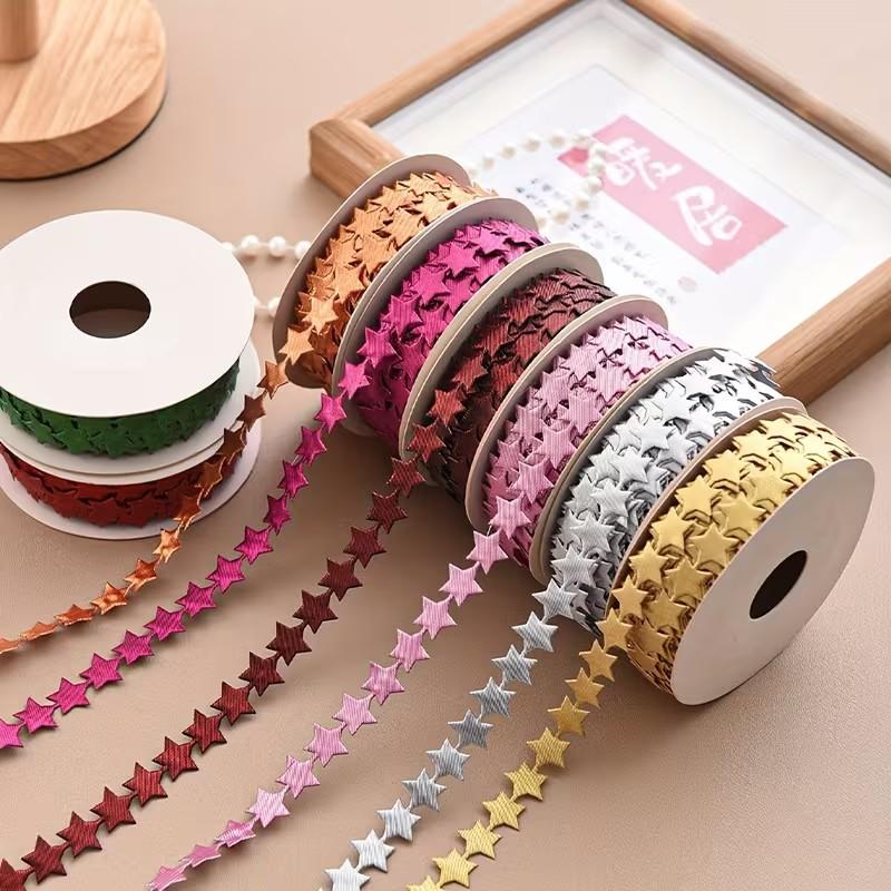 [Floral Packaging Ribbon] Christmas Starlight Ribbon (22.86m) | Gift Packaging Ribbon | DIY Gift Wrapping | Exquisite Hair Accessories