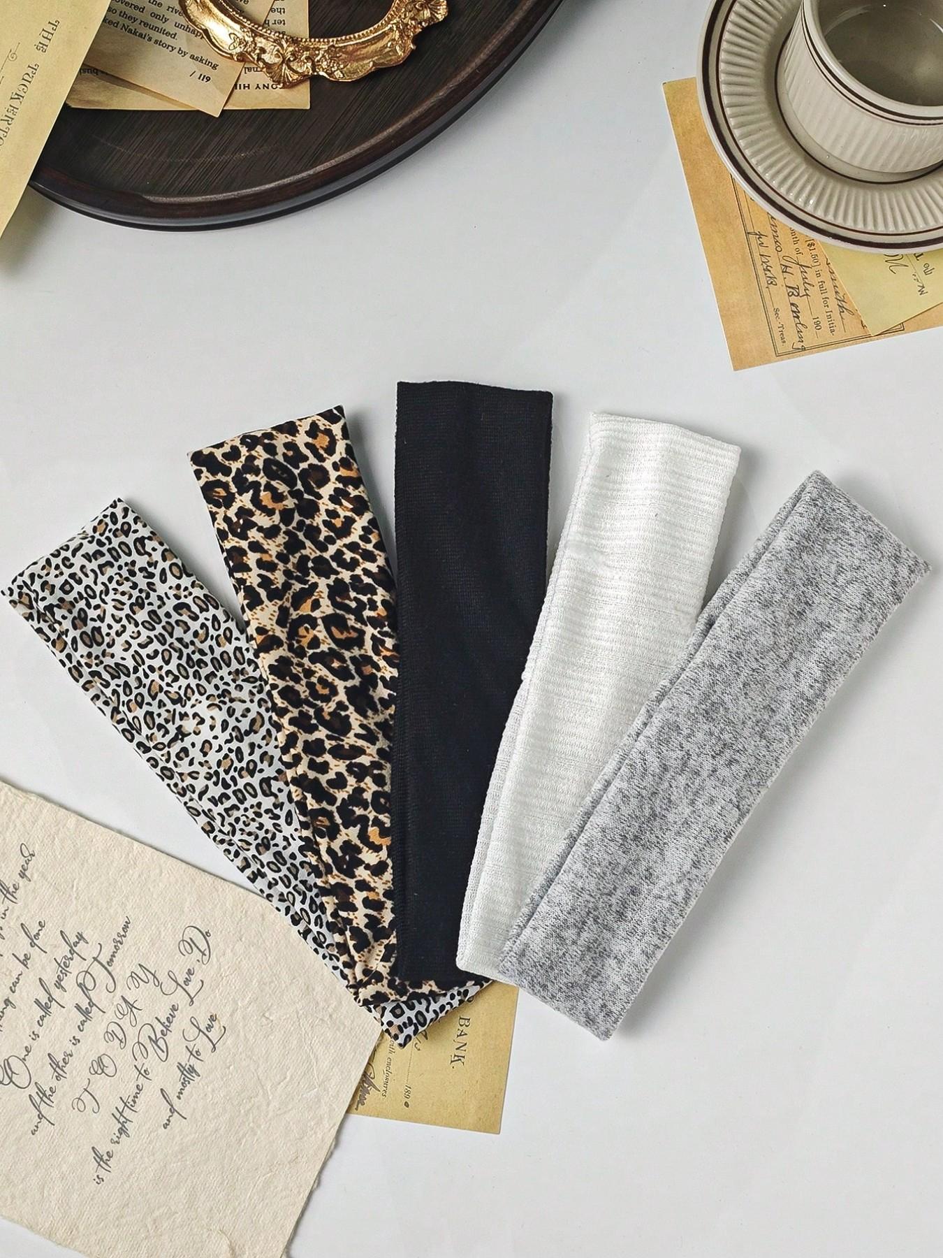 Women's Satin Leopard Print Hairband Set, Daily Wear Headscarf Sweatband, Autumn Winter Fashion Accessory, Elegant Women's Scarves, Chic Headbands