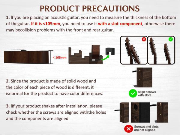 STRICH Wooden Guitar Stand for Multiple Guitars, 3-Holder, Front Display Space-Saving Floor Guitar Rack, Padded Multi Guitar Stand for Home, Studio, Stage, GS-3N (For 3 Acoustic/Electric/Bass)