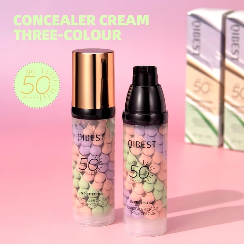 2-Pack Tricolor Protective Primer, Brightening Oil-Control Moisturizer, SPF 50, Waterproof Sweatproof, 3-In-1 Color Corrector Makeup Base