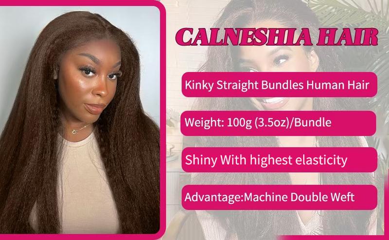 Brown Kinky Straight Bundles Yaki Straight Human Hair Bundles Unprocessed Brazilian Virgin Hair Kinky Straight Human Hair For Black Women