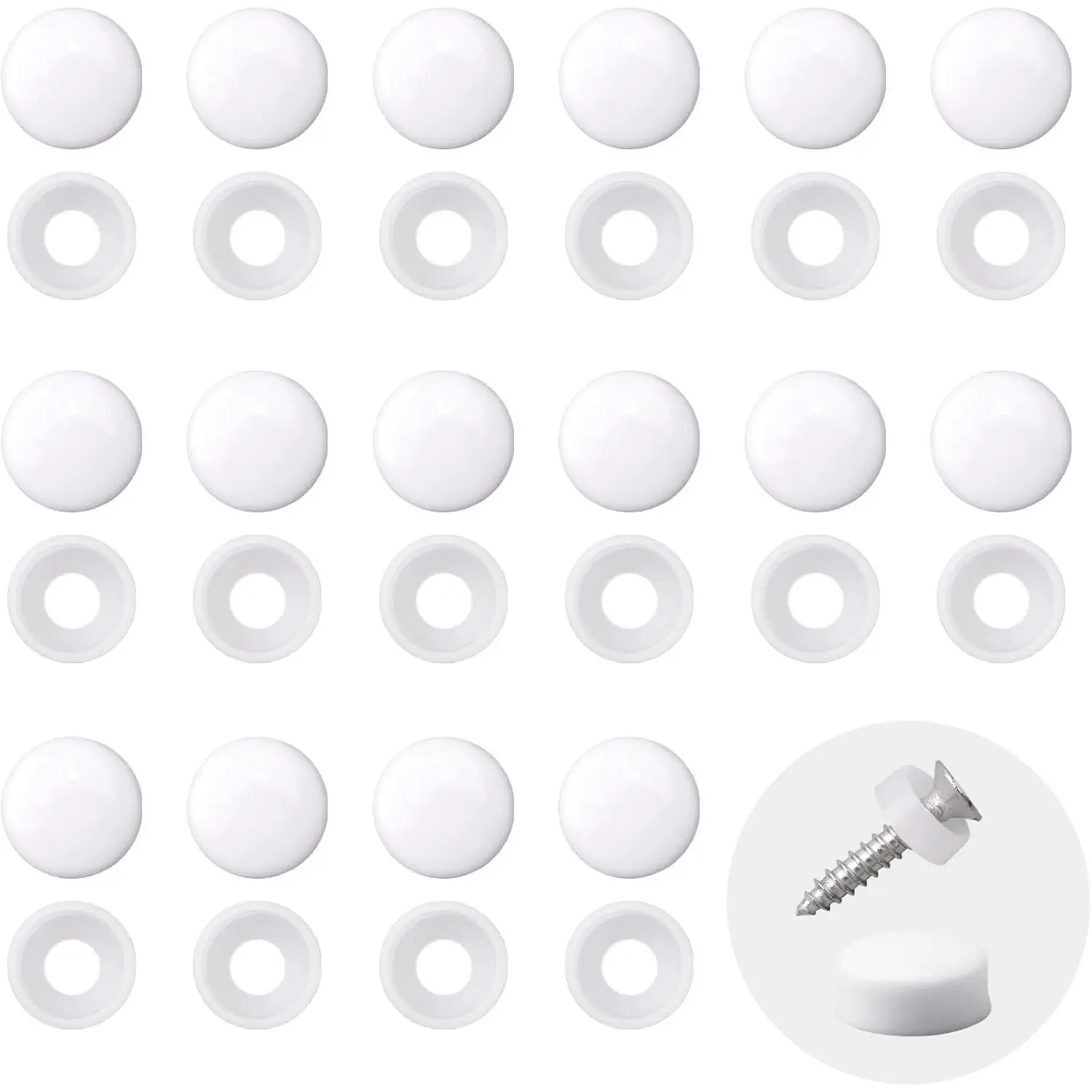 100pcs White Plastic Dome Screw Covers, Screw CapsGift