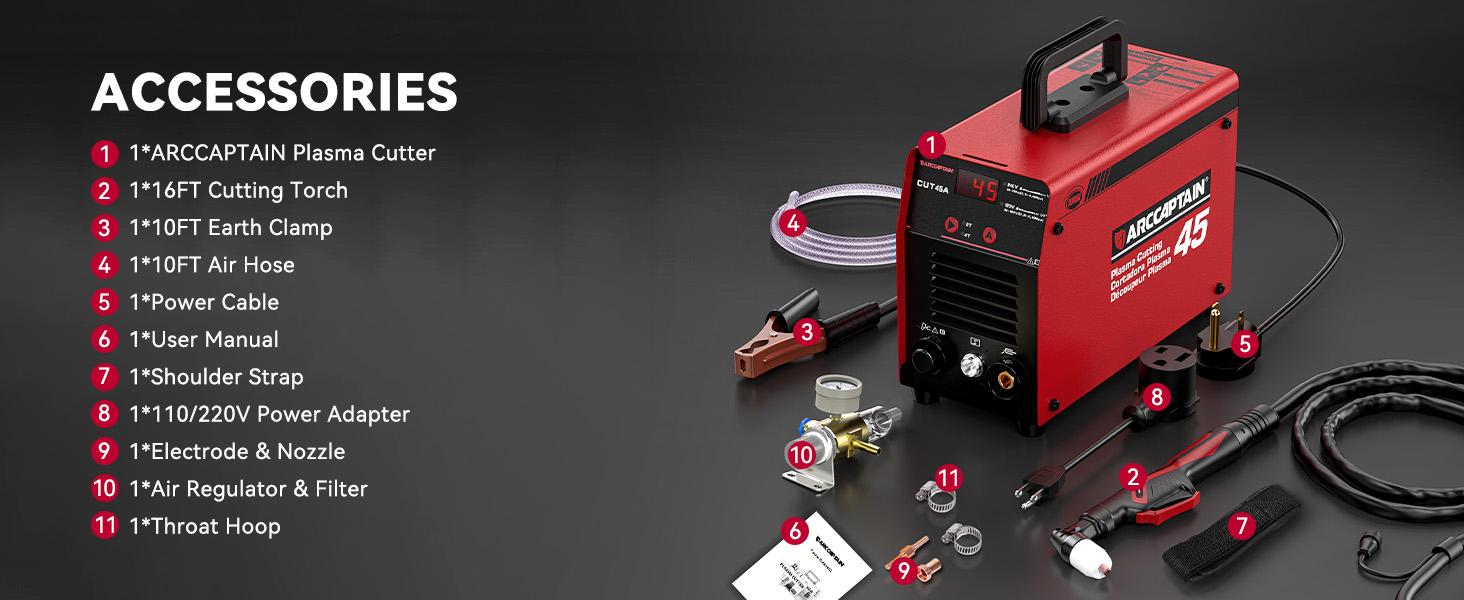 ARCCAPTAIN 45A Plasma Cutter with 2T/4T Function, Digital Display, Dual Voltage, LED Display, Ideal for Various Applications