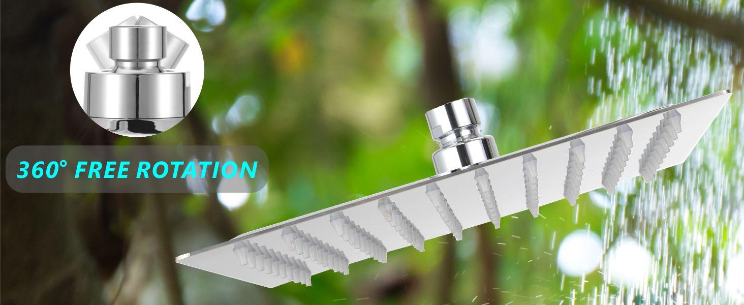 Bathroom Accessories High Pressure Shower Head Set for Fall Gift,1 Set 6/8"  Square Rain & 2-in-1 Hand Shower,Equipped with 75"Hose, 3 Way Diverter Valve,Adhesive Shower Head Holder,Wrench-free installation