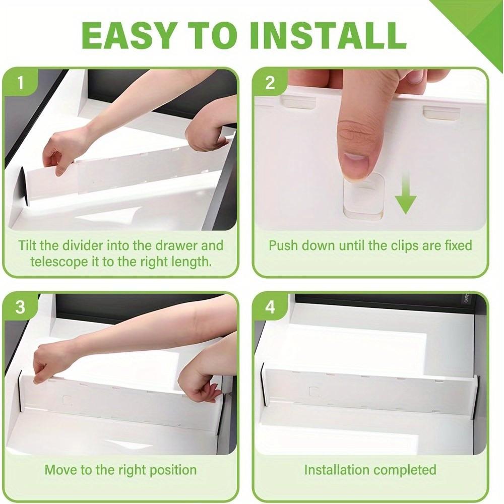 1 Pack Adjustable Expandable Drawer Divider, Plastic Slim Low-Profile Drawer Organizer, Easy Install Separator for Kitchen, Closet, Apartment, Dorm & Small Space Home Storage