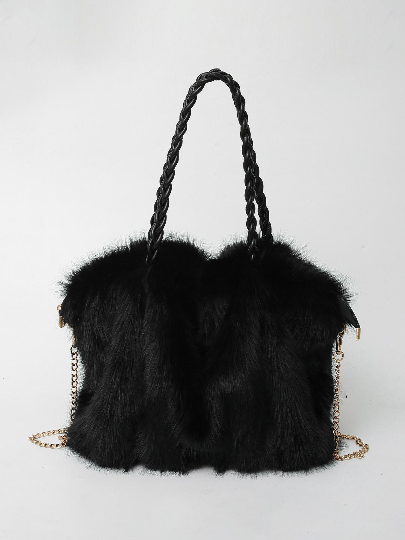 Ladies' 2025 New Fall & Winter Trend Retro Plush Bag, Street Style Large Capacity Crossbody Bag, Elegant Commuter Bag Suitable for Daily Commuting and Shopping