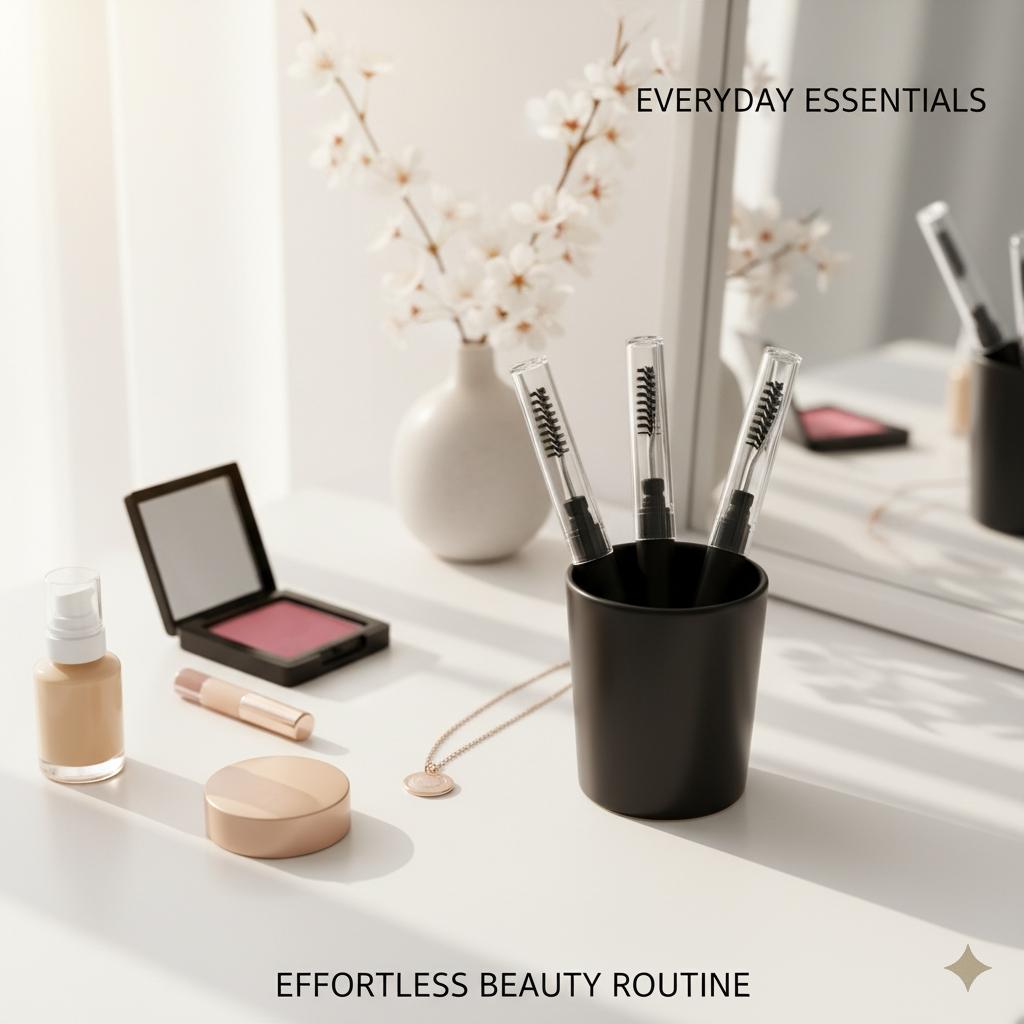 3 Pcs Silicone Eyelash Separator, Lashes Brush Separator, Mascara Brushes, Reusable Mascara Brush Wand, Eyebrow Spoolie Brushes Eyelashes Definer with Lid (Pink, Black)