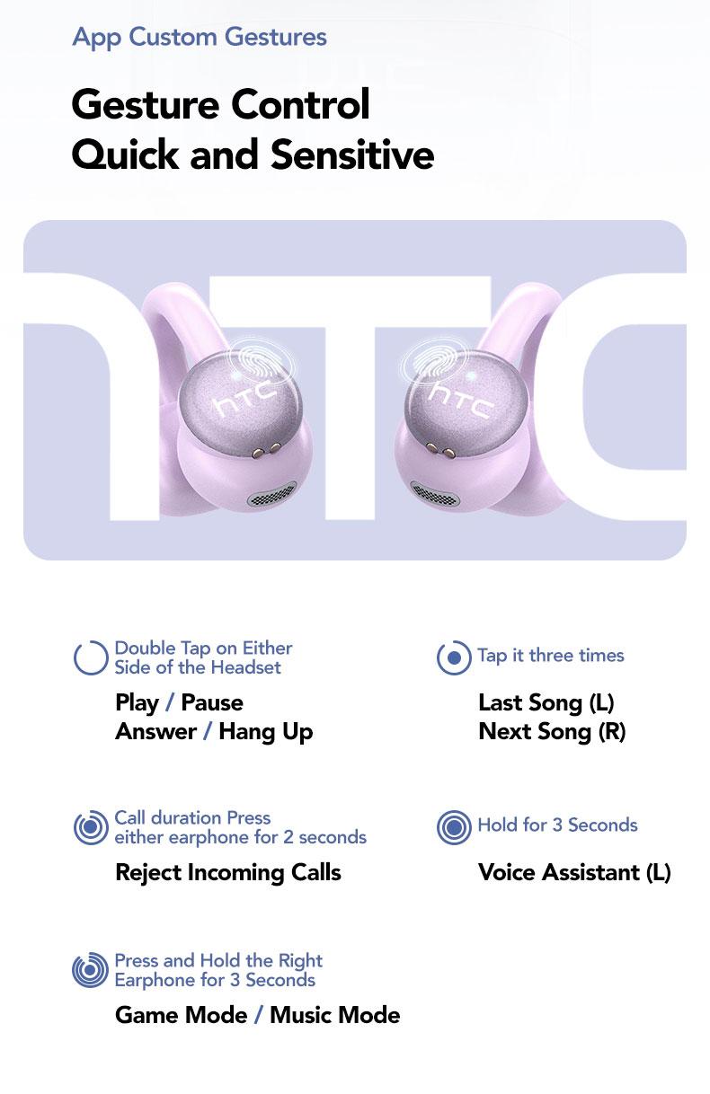 HTC NE15 AI translation earphones clip-on earphones business earphones Bluetooth earphones 6.0 low latency earphones IPX5 waterproof HiFi sound quality ear clip wireless earphones