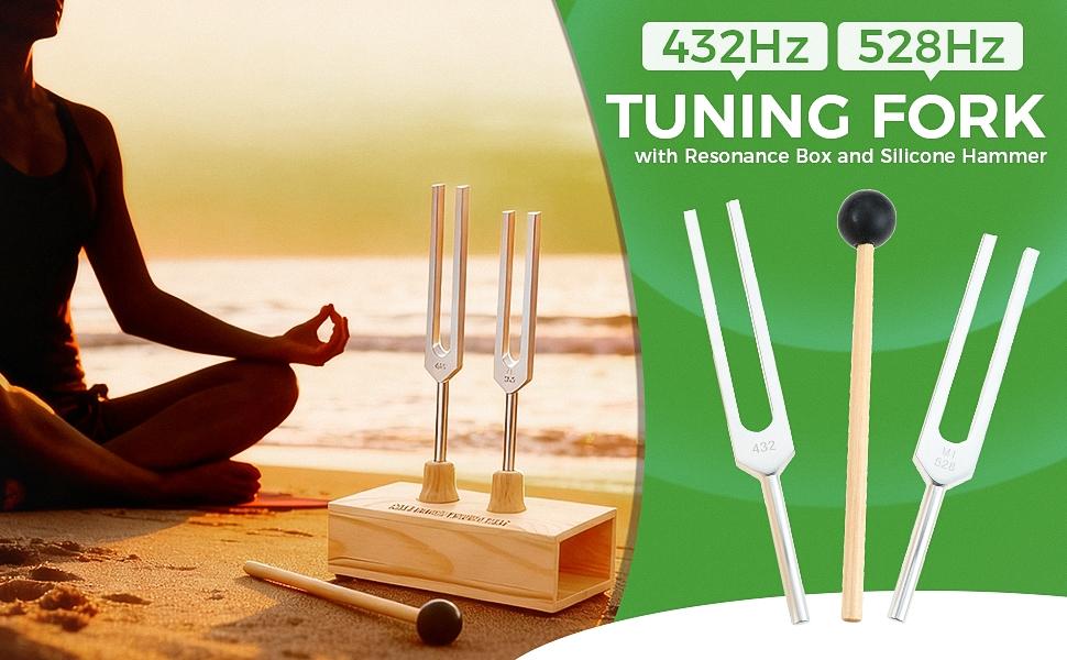 Resonant Tuning Fork Set, 432hz & 528hz Musical Instruments Accessories, Ideal for Yoga Meditation Relaxation Healing