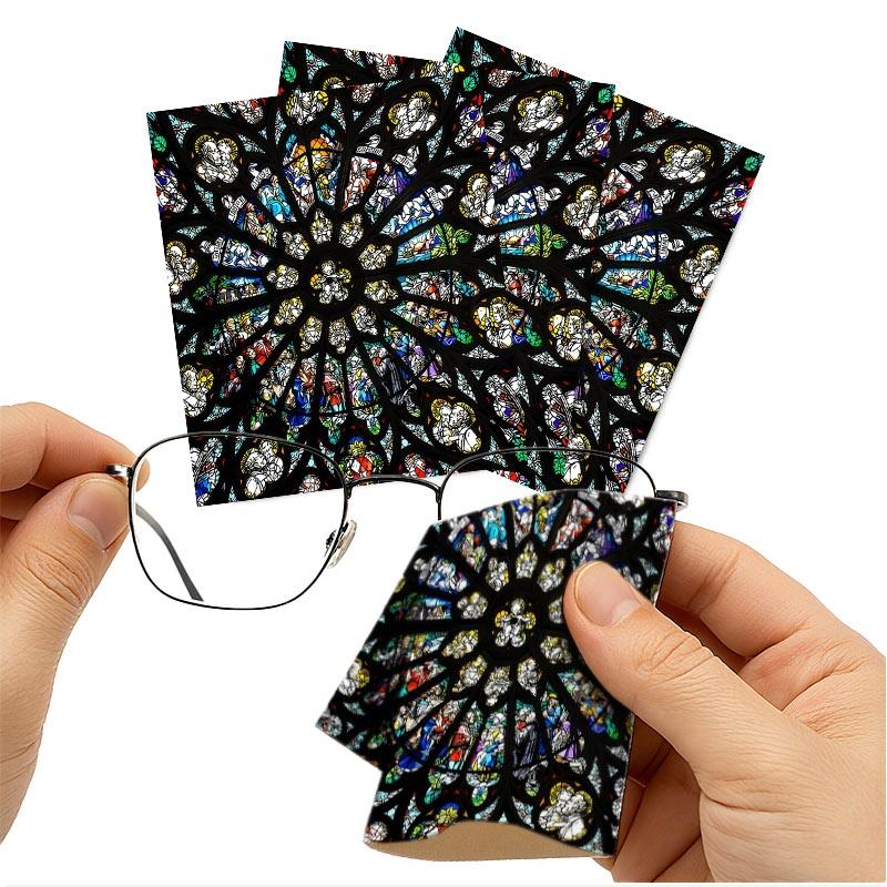 1/3/6/14pcs Lens Cleaning Cloth, Photography & Glasses Cleaner, Multiple Specs, Single - Sided Stained - Glass Rose Design, Ideal for Camera Lenses, Eyewear, Home & Travel, Premium Microfiber, Efficient Dust & Smudge Removal