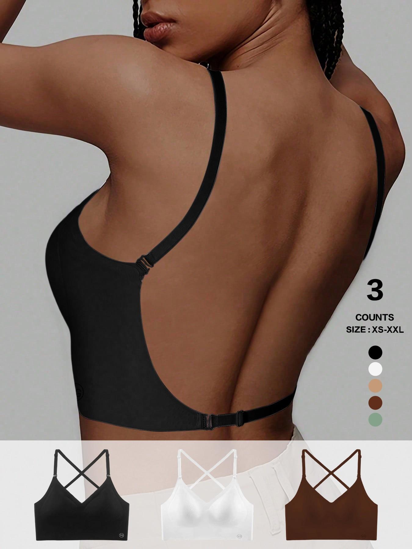 Women's Seamless Backless Bra, Multi-Strap Convertible Strap Wireless Push-Up Bra, Suitable for Wedding Dresses and Party Gowns