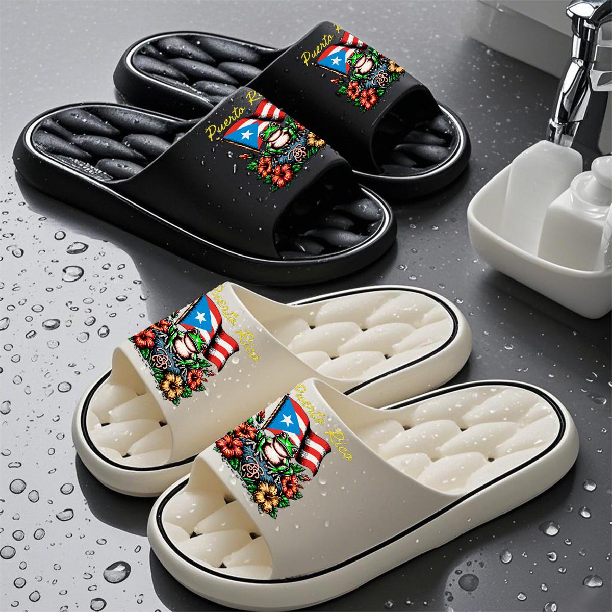 1 pair of new unisex sandals, Puerto Rico frog floral sandals, indoor/outdoor slippers, holiday gift sandals, women's sandals, room sandals, birthday gift sandals, casual sandals, summer EVA sandals, bathroom sandals, beach sandals, House Slides