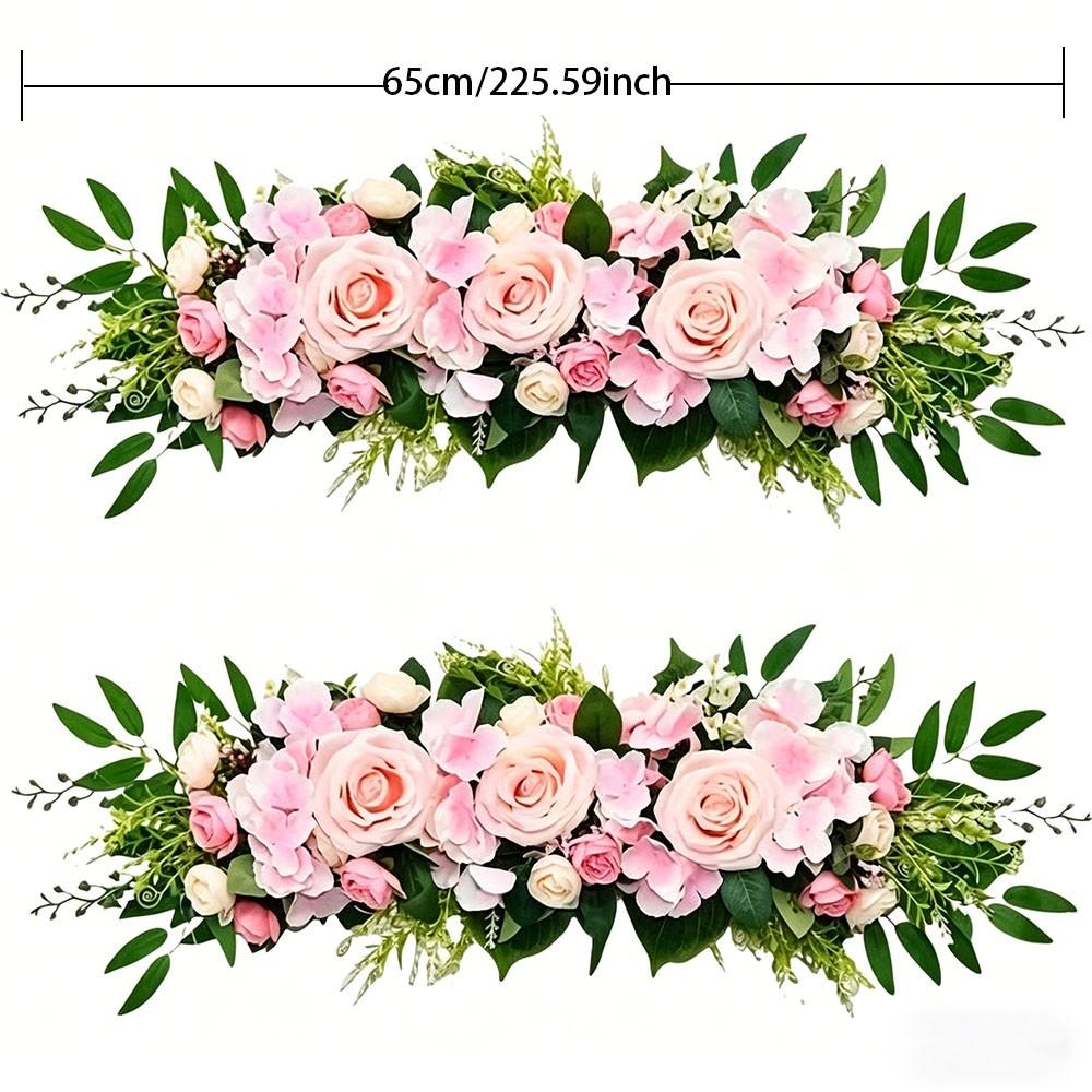 Forest Style Artificial Rose Hydrangea Arrangement, Wedding Arch Background Wall Decor, Table Centerpiece Ornament, Realistic Fake Flowers