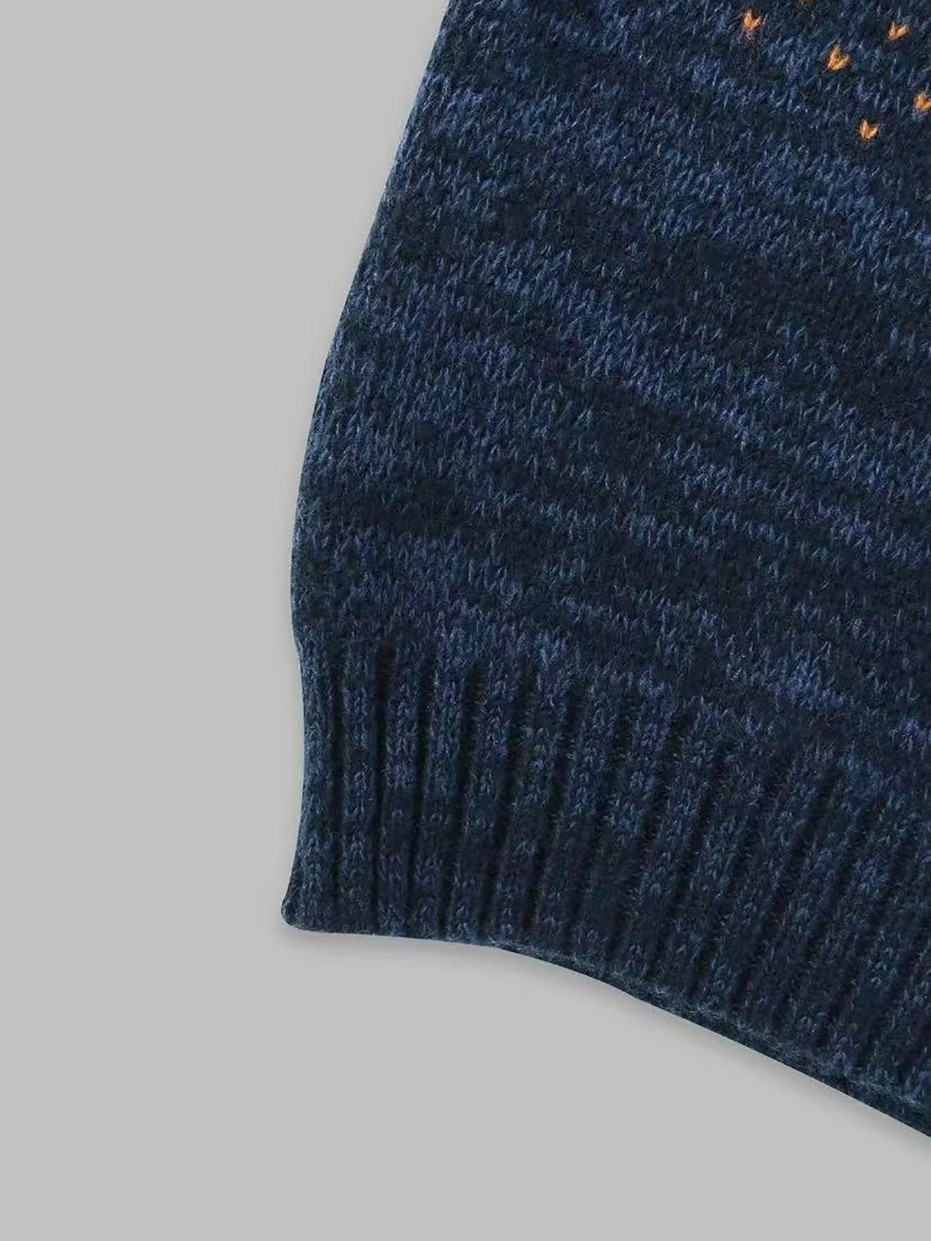 Women's Moon & Star Pattern Knit Sweater, Fall Winter Casual Fashion Long Sleeve Pullover, High-Quality Elegant Leisure Wear, Knitwear