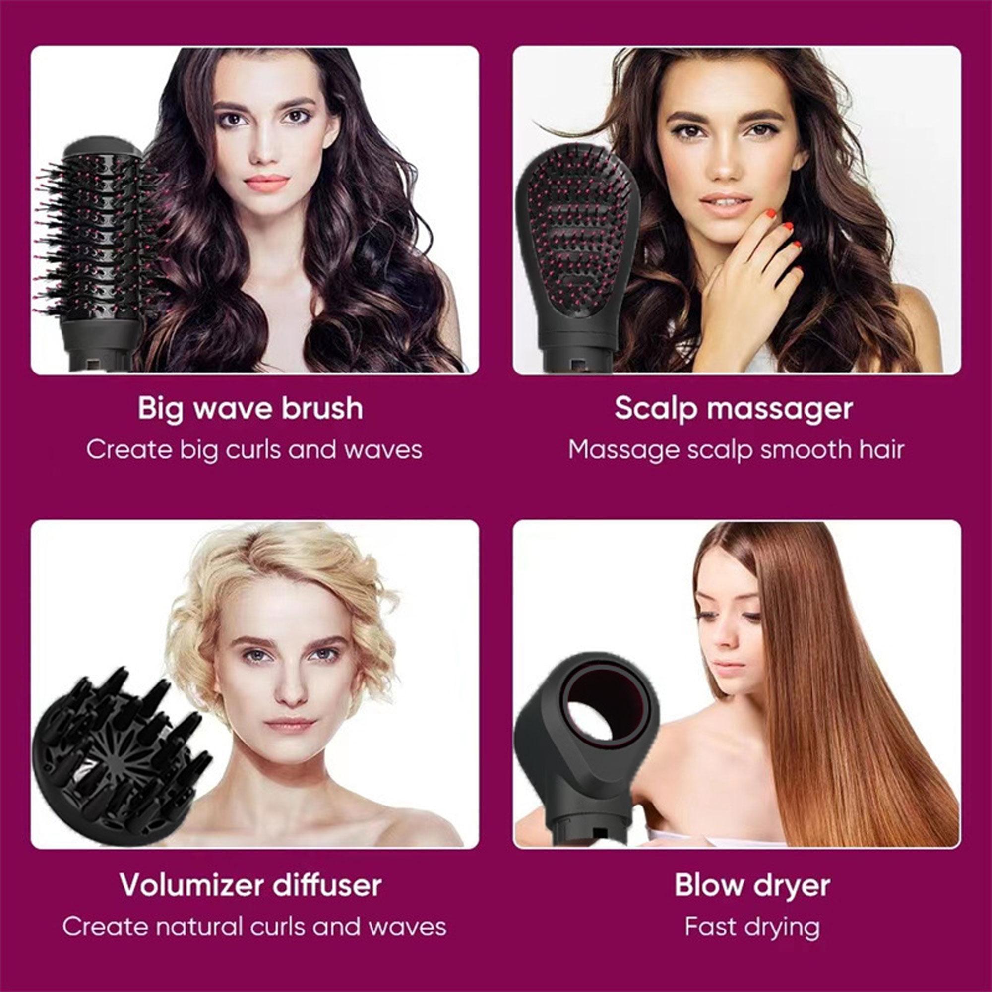 4 in 1 Hot Air Brush, 4 Counts/set Volumizing Hot Air Comb with Styling Heads, Hair Styling Tool for All Hair Types