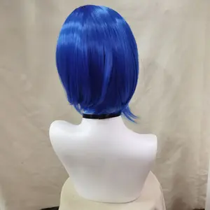 Anime Sadness Wig Short Blue Wig for Women Short Bob Wig for Halloween Cosplay Outfit Wig Synthetic Wig for Costume Party