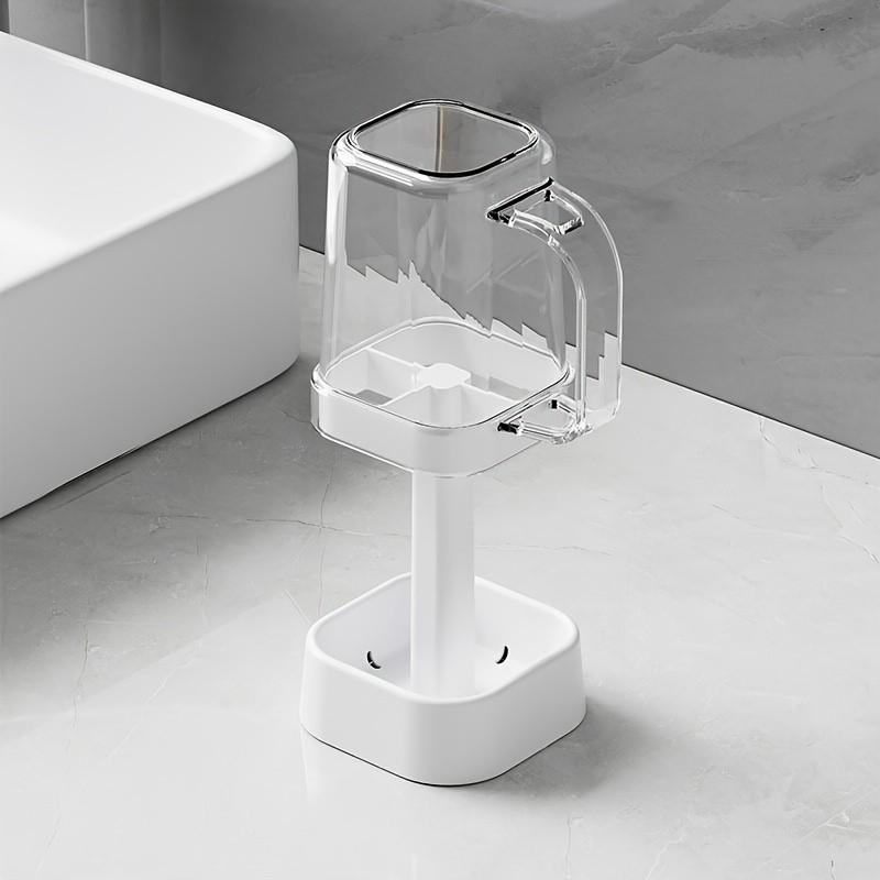 1pc Bathroom Toothbrush Holder, Fits Toothpaste, Electric Toothbrushes & Mouthwash Cups, Ideal for Couples & Families