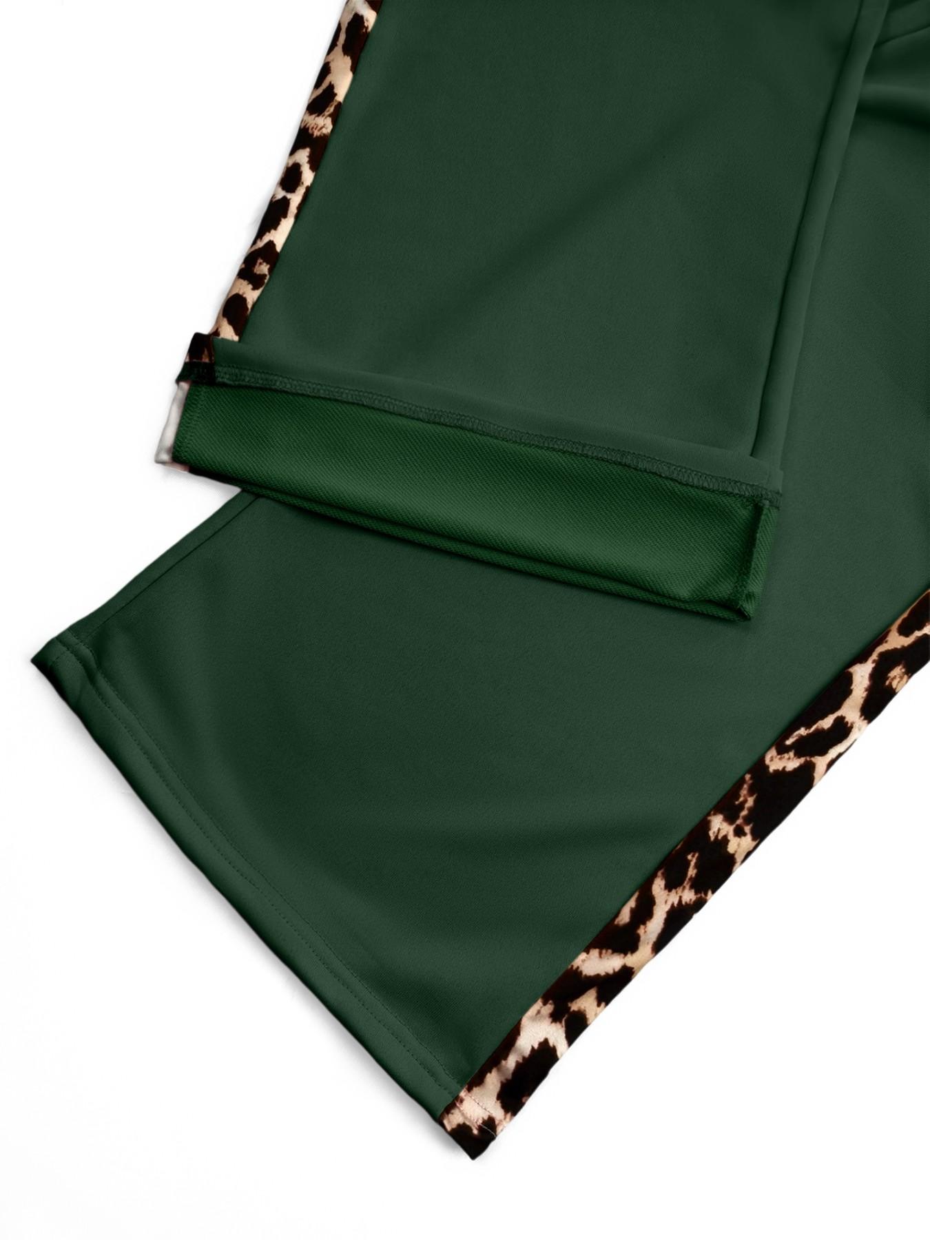 American Retro Leopard Print Straight Leg Pants, Lightweight Breathable Loose Fit, Summer Streetwear Casual Long Pants