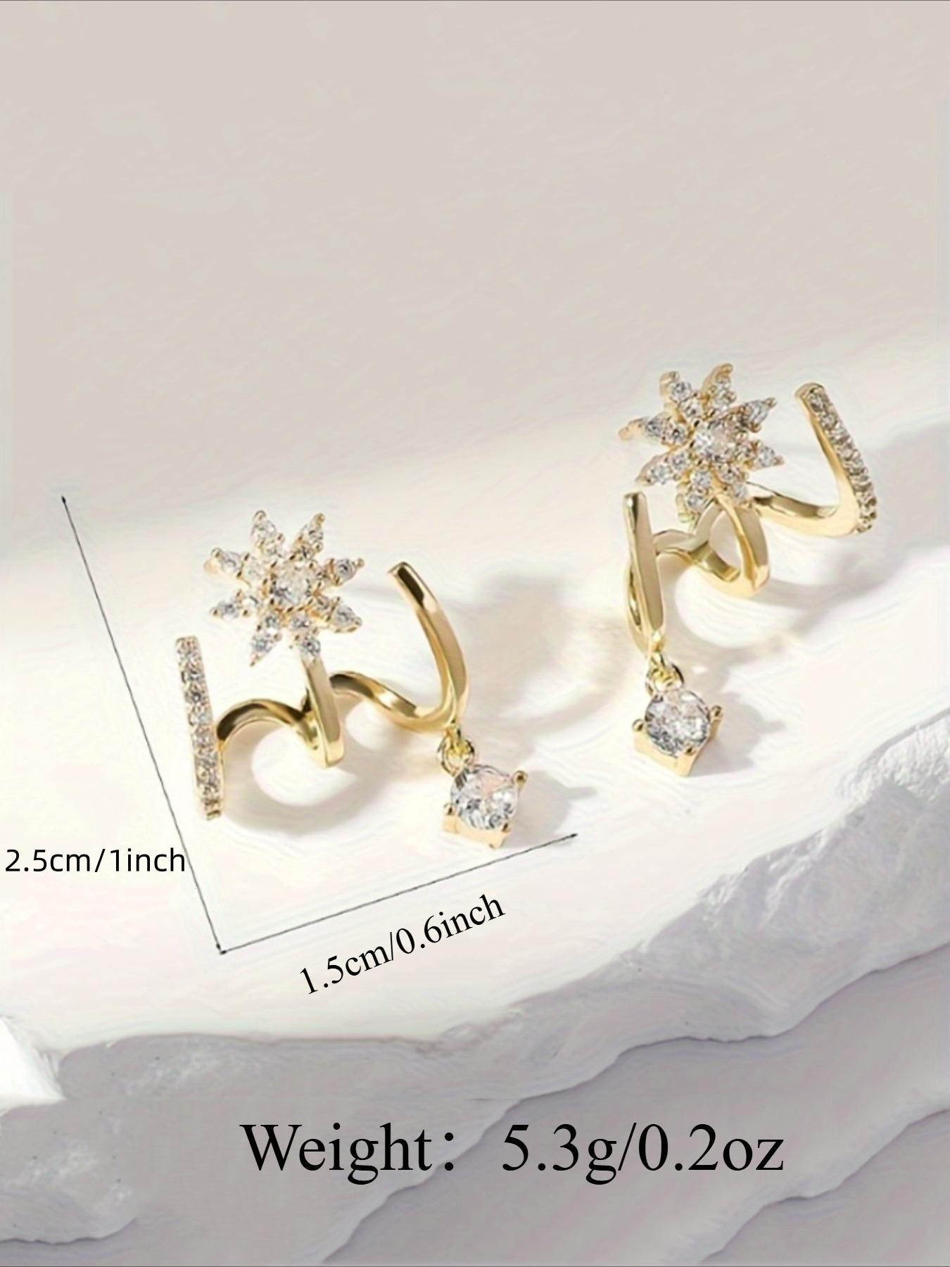 1 Pair Rhinestone Sunflower Claw Earrings, Unique Women's Evening Party Jewelry, Fashionable Accessories for Special Occasions