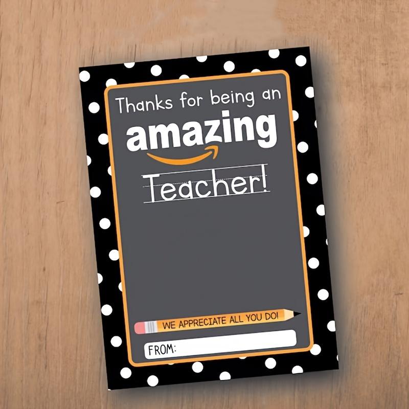 5 Blackboard Style Teacher Appreciation Cards, Gift Card Holder Design, Practical Thank You Cards for Students/parents, and Polka Dot