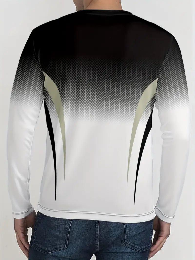 Men's Long Sleeve Gym Training Shirt, Gradient Color, Breathable Fabric, Casual Fitted Design Men's Long Sleeve Gym Training Shirt, Gradient Color, Breathable Fabric, Casual Fitted Design