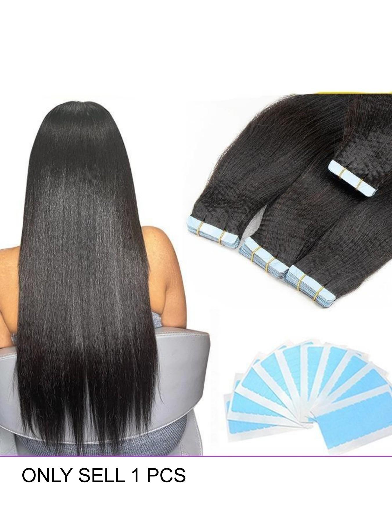 Light Yaki Tape In Hair Extensions Human Hair Silky Cuticle Remy Tape in Extensions Silk Pressed Yaki Tape ins 16-22inch 20pcs