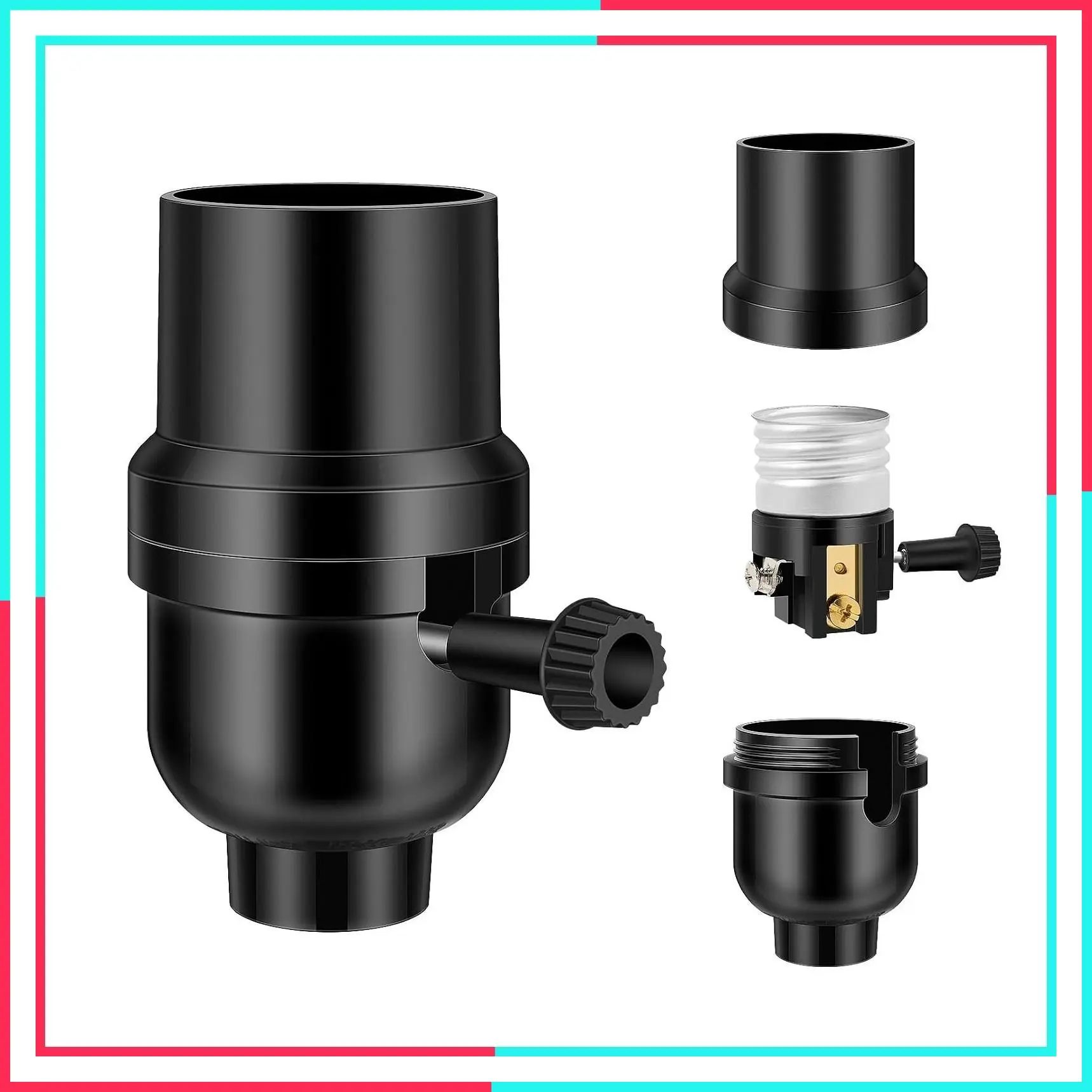 UL Listed Vintage E26 Lamp Socket Replacement for Table Lamps, Floor Lamp, Pendant Light Fixture, DIY Project, Black 1 Pack