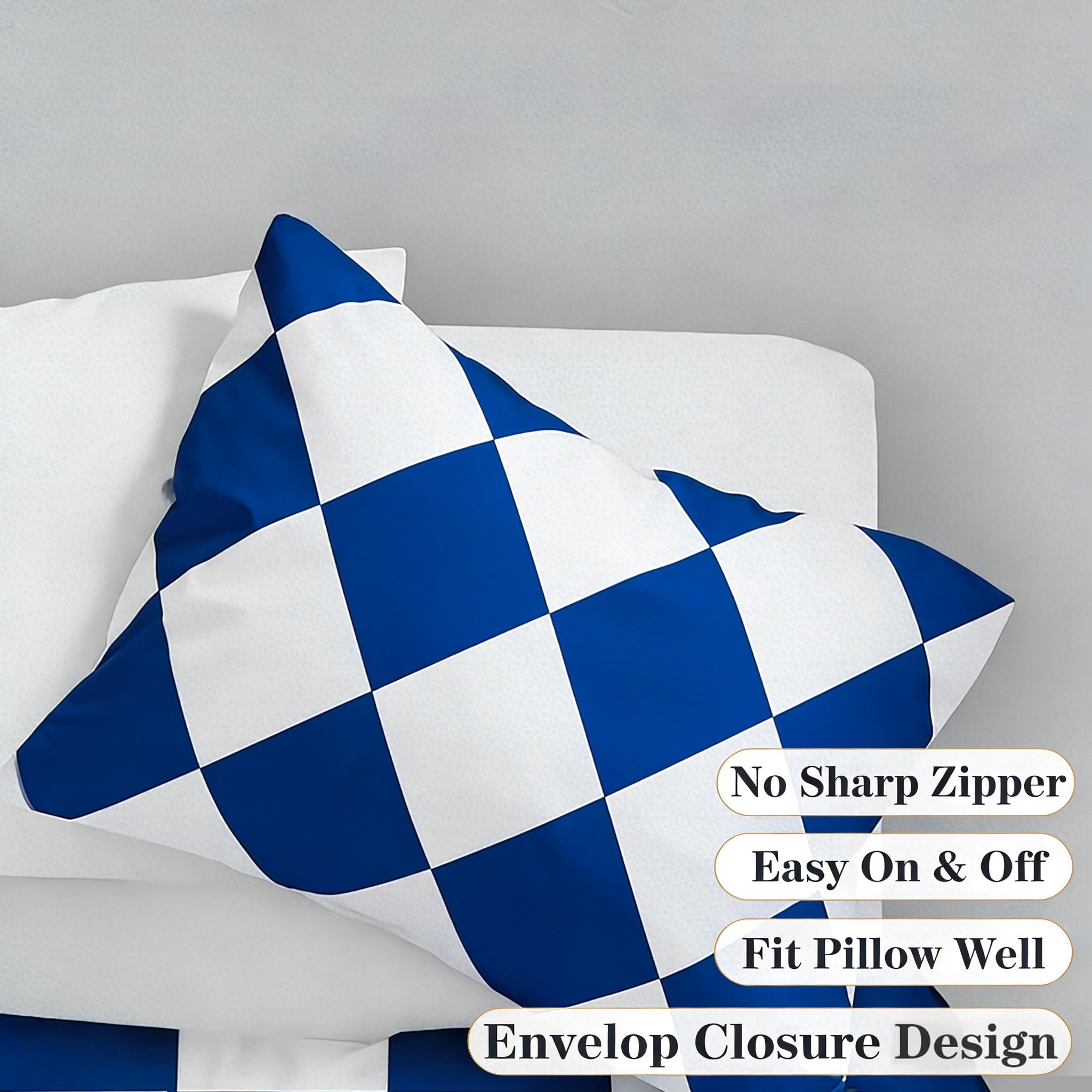 3-Piece Blue Geometric Fitted Sheet Set, Includes 1 Breathable Fitted Sheet + 2 Pillowcases, Soft Comfortable Fabric, Versatile Bedroom Decor, Ideal Gift for Boys, Soft Bedding Sets